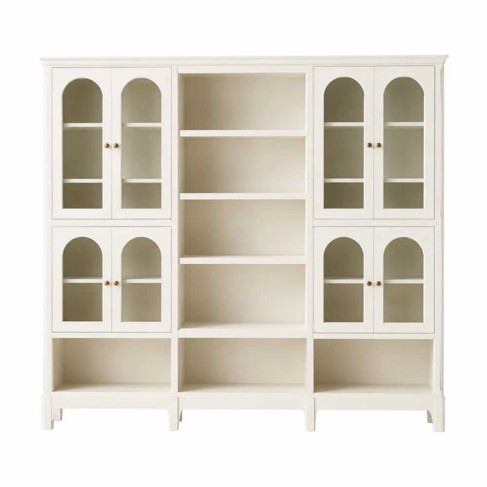 Libreria in legno MDF e vetro temperato bianco 180x40x200 cm