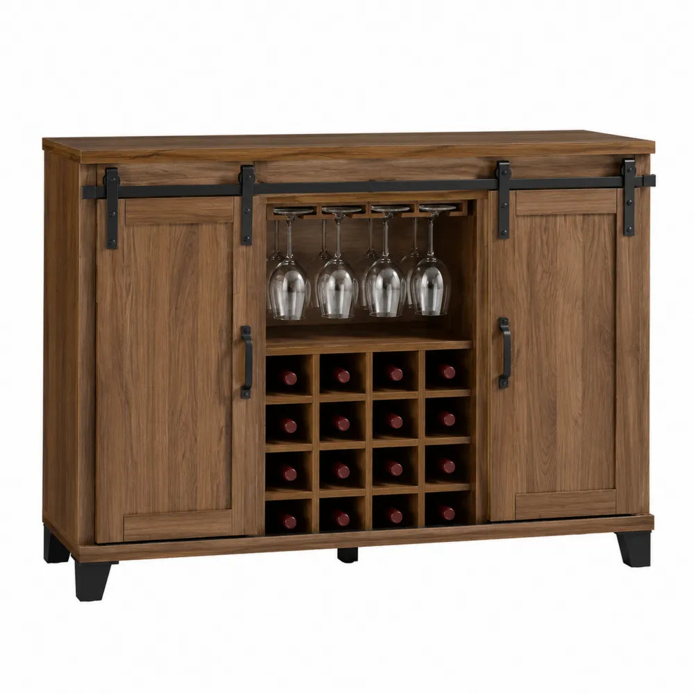Credenza in Legno con Portabicchieri e Portabottiglie