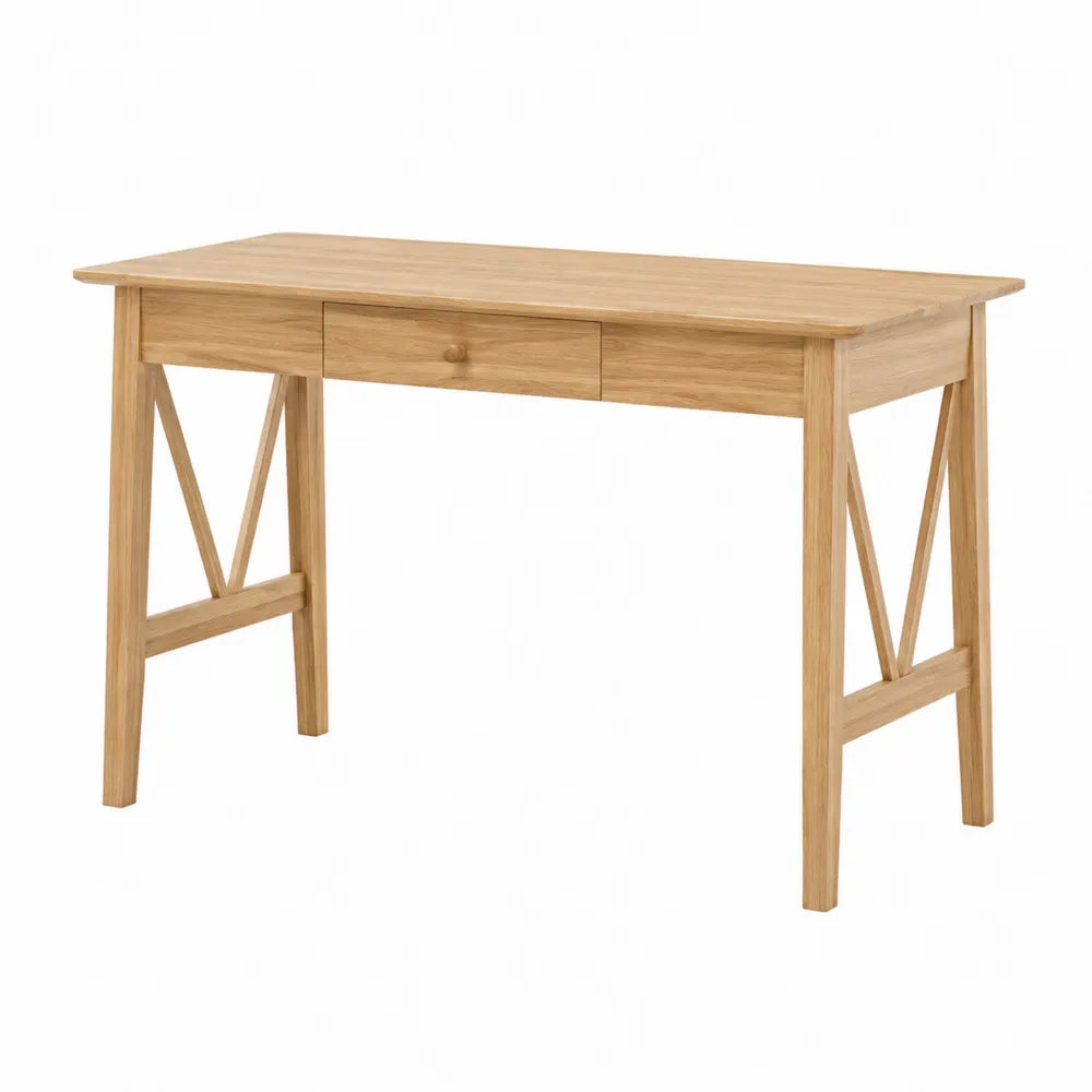 Scrivania in Legno di Rovere Chiaro con Cassetto