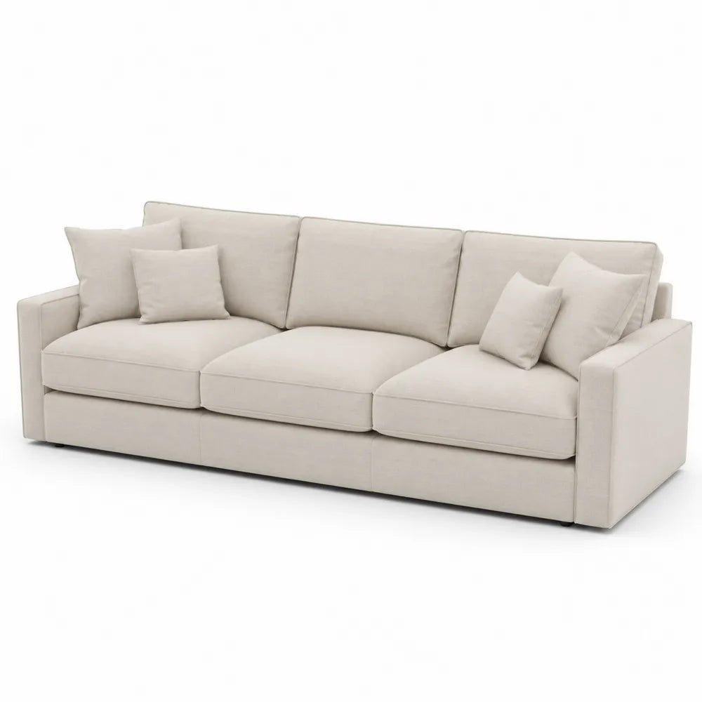 Divano a tre posti in tessuto beige