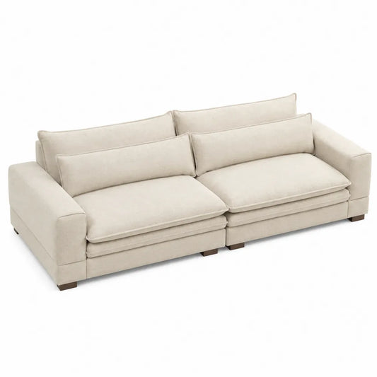 Divano in tessuto beige a 3 posti