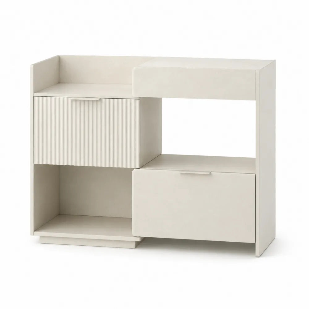 Credenza in legno composito con ante e scaffali bianca 90x40x80 cm