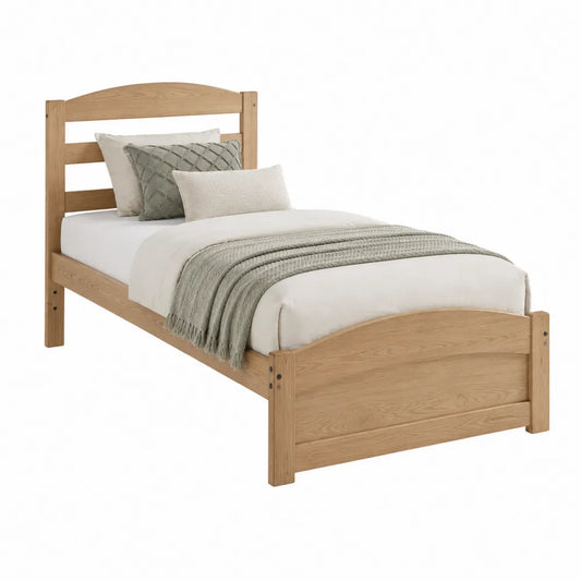 Letto singolo in legno di quercia naturale 200x90 cm
