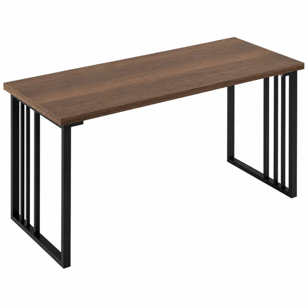 Tavolo rettangolare in legno e metallo noce e nero 120x60x75 cm