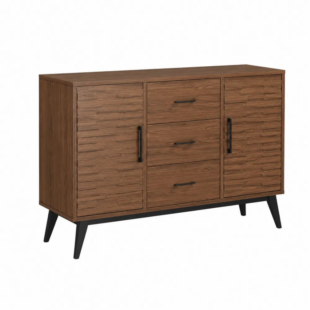 Credenza in legno di noce con 3 cassetti e 2 ante marrone