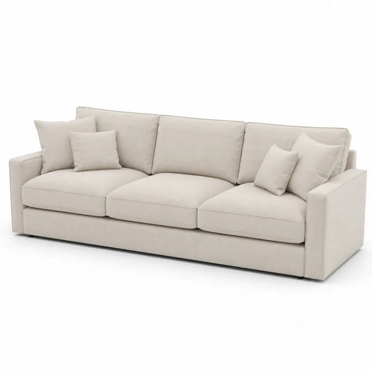 Divano a tre posti in tessuto beige